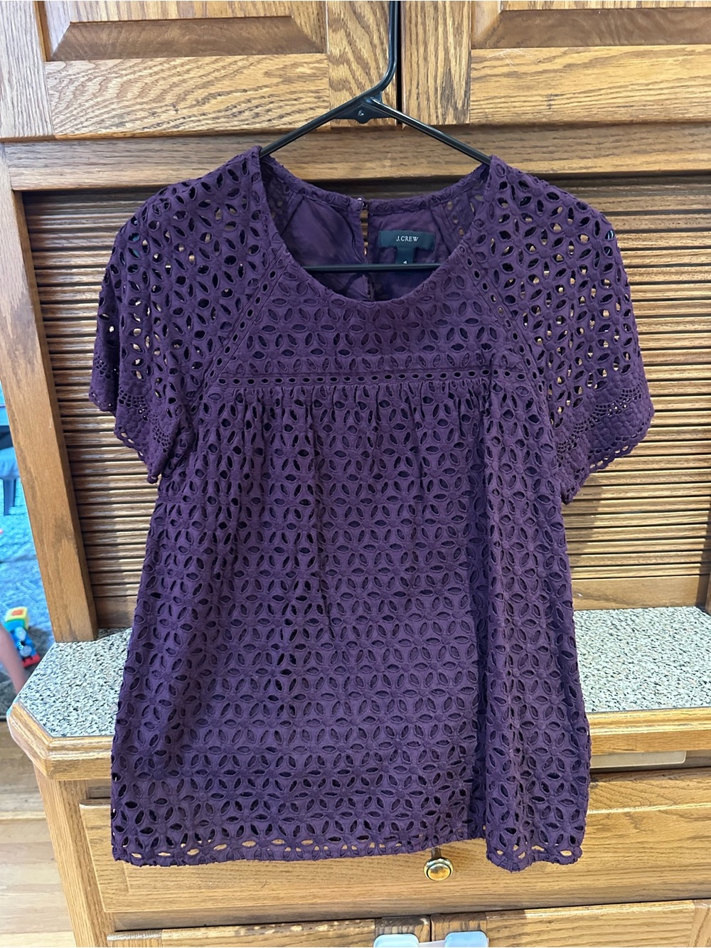 J Crew Purple Eyelet Top